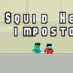 Hai nhân vật dạng pixel đứng dưới dòng chữ lớn Squid Hero Impostor trên nền màu sáng