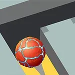 Một quả bóng đỏ có hoa văn xanh lăn trên đường zigzag với một ngôi sao màu vàng phía trước