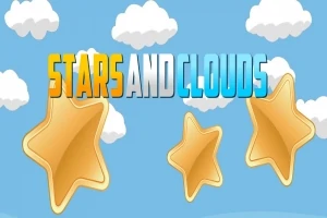 Các ngôi sao vàng trên nền trời xanh có mây trắng, với chữ STARS AND CLOUDS phía trên