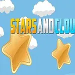 Các ngôi sao vàng trên nền trời xanh có mây trắng, với chữ STARS AND CLOUDS phía trên