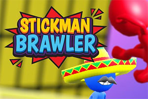 Hình ảnh một nhân vật stickman xanh đội mũ rộng vành màu vàng với họa tiết nhiều màu, có ria mép, bên cạnh là một từ khóa trên nền vàng