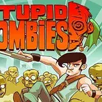 Người đàn ông cầm súng đứng trên đống zombie với chữ lớn màu đỏ phía trên