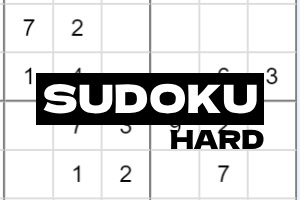 Một lưới ô số với chữ SUDOKU HARD nổi bật ở giữa