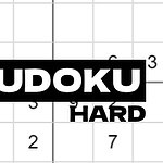 Một lưới ô số với chữ SUDOKU HARD nổi bật ở giữa