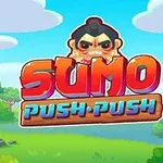 Hình ảnh có đoạn văn bản Sumo Push Push với nền cảnh thiên nhiên cây cối và một võ sĩ sumo hoạt hình ở phía trên