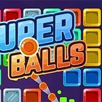 Chữ SUPER BALLS nổi bật trên nền các khối vuông màu sắc đa dạng