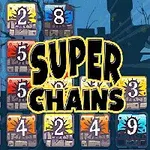 Nền hình vuông nhiều màu sắc với các con số khác nhau và chữ SUPER CHAINS ở giữa