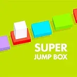 Hình ảnh các khối hộp màu sắc trên nền màu xanh lá với dòng chữ SUPER JUMP BOX