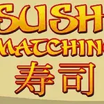 Chữ Sushi Matching và ký tự Kanji trên nền màu vàng nhạt
