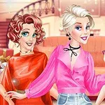 Ba nhân vật nữ phong cách thời trang đứng trong phòng khách sang trọng