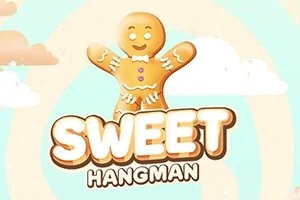 Hình ảnh một chiếc bánh gừng trong nền màu xanh dương nhạt với chữ SWEET HANGMAN bên dưới