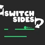 Chữ Switch Sides màu trắng với mũi tên vòng cung, kèm theo các đường và chấm xanh lá trên nền đen