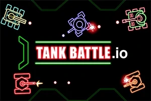 Hình ảnh có các chiếc xe tăng màu sắc khác nhau bắn đạn và dòng chữ TANK BATTLE