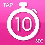 Hình ảnh đồng hồ bấm giờ trắng trên nền hồng với chữ TAP 10 SEC
