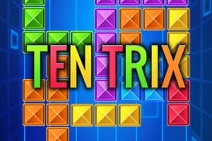 Các khối vuông màu sắc xếp thành hàng với chữ TEN TRIX nổi bật ở trung tâm trên nền xanh