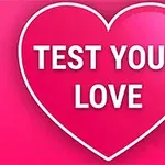 Hình ảnh của một trái tim màu hồng đậm với dòng chữ TEST YOUR LOVE bên trong