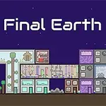 Hình ảnh hiển thị một thành phố tương lai với các tòa nhà pixel trên bầu trời đêm, có dòng chữ “The Final Earth 2”