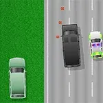 Xe ô tô di chuyển trên đường cao tốc với hai xe cảnh sát bám sát phía sau