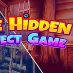 Hình ảnh có dòng chữ The Hidden Object Game với hình nền là một căn phòng gỗ, cầu thang và kệ sách