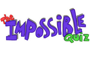 Dòng chữ The Impossible Quiz với chữ The màu đỏ, Impossible màu tím và Quiz màu xanh lá cây