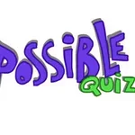 Dòng chữ The Impossible Quiz với chữ The màu đỏ, Impossible màu tím và Quiz màu xanh lá cây