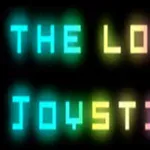 Chữ The Lost Joystick với hiệu ứng màu neon phát sáng trên nền đen