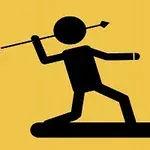 Hình ảnh một biểu tượng người que ném giáo trên nền màu vàng