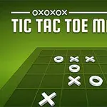 Hình ảnh có nền màu xanh lá với tiêu đề Tic Tac Toe Mania và lưới trò chơi với các ký hiệu X và O