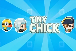 Hình ảnh với nền xanh lam, có ba nhân vật hoạt hình dễ thương và dòng chữ TINY CHICK ở giữa