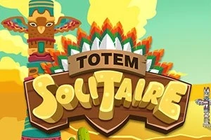 Hình ảnh có một totem lớn với thiết kế màu sắc sặc sỡ và tiêu đề Totem Solitaire bằng chữ lớn ở phía trước