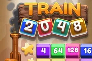Hình ảnh gồm chữ TRAIN và các số 2, 0, 4, 8 đầy màu sắc nằm trên bảng màu, cùng một phần đầu tàu hỏa phía dưới