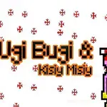 Hai nhân vật hoạt hình đứng đối diện nhau với nền tuyết và chữ Ugi Bugi & Kisy Misy
