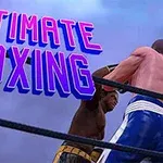 Hai võ sĩ quyền anh đang thi đấu trên sàn đấu, cùng dòng chữ Ultimate Boxing nổi bật phía trên