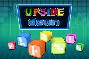 Hình ảnh hiển thị các khối lập phương nhiều màu sắc với chữ UPSIDE down ở phía trên nền xanh lưới