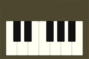 Bàn phím piano với phím trắng và đen sắp xếp xen kẽ trên nền màu nâu