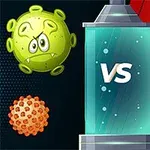 Hình ảnh hiển thị một virus hoạt hình đối đầu với hai biểu tượng khiên, với chữ VS ở giữa