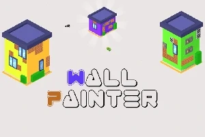 Hình ảnh gồm ba ngôi nhà nhiều màu sắc với dòng chữ Wall Painter ở giữa trên nền trắng