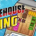 Văn bản WAREHOUSE KING xuất hiện trên hình ảnh một con thuyền với mặt boong bên trong chứa các thùng hàng đầy màu sắc cạnh biển