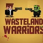 Hai nhân vật hoạt hình đối đầu nhau với nền chữ Wasteland Warriors trên nền màu vàng