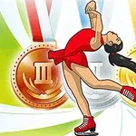 Vận động viên trượt băng biểu diễn trước ba huy chương vàng, bạc, đồng