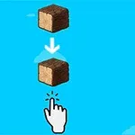 Khối hộp gỗ xếp chồng với ngón tay chỉ và mũi tên trên nền trời xanh