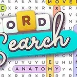 Hình ảnh chứa chữ Word Search với các từ được tô sáng trong một bảng chữ cái