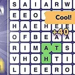 Hình ảnh hiển thị một màn hình bảng chữ cái với các ô chữ và dòng chữ Cool!
