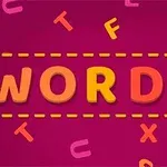 Các chữ cái đầy màu sắc ghép lại thành từ WORDIE trên nền màu hồng, có các đường nét đứt và các chữ cái khác xung quanh