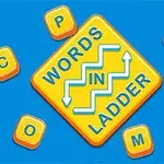 Biểu tượng có chữ WORDS IN LADDER trên nền màu vàng, xung quanh là các chữ cái riêng lẻ: C, P, H, A, O, M