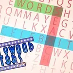 Chữ Hollywood Stars trên nền các từ tiếng Anh gạch chân với các màu sắc khác nhau