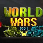 Hai chiếc xe tăng đang bắn nhau với dòng chữ WORLD WARS 1991 ở phía trên