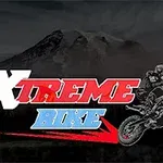 Hình ảnh mô tả một người lái xe moto địa hình với dòng chữ Xtreme Bike trên nền núi