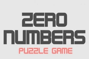 Chữ ZERO NUMBERS màu xám và PUZZLE GAME màu đỏ trên nền màu xám