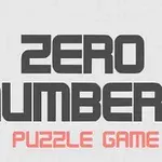 Chữ ZERO NUMBERS màu xám và PUZZLE GAME màu đỏ trên nền màu xám